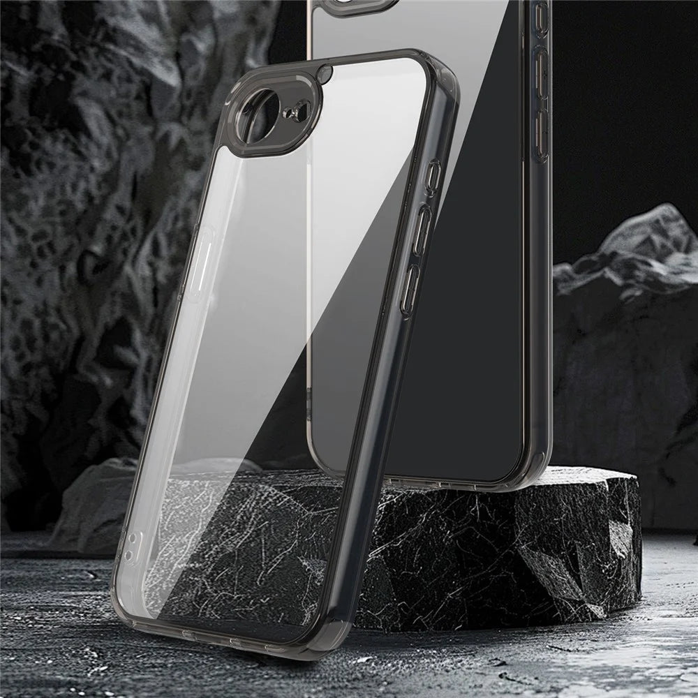 For iPhone 17e / 16e Case TPU + Acrylic Phone Back Cover Anti Yellowing - Black - 3