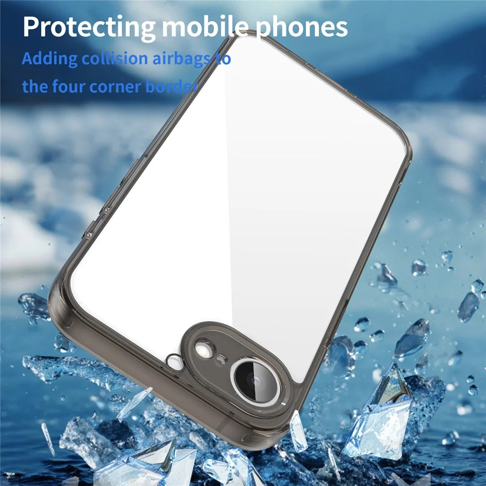 For iPhone 17e / 16e Case TPU + Acrylic Phone Back Cover Anti Yellowing - Black - 6