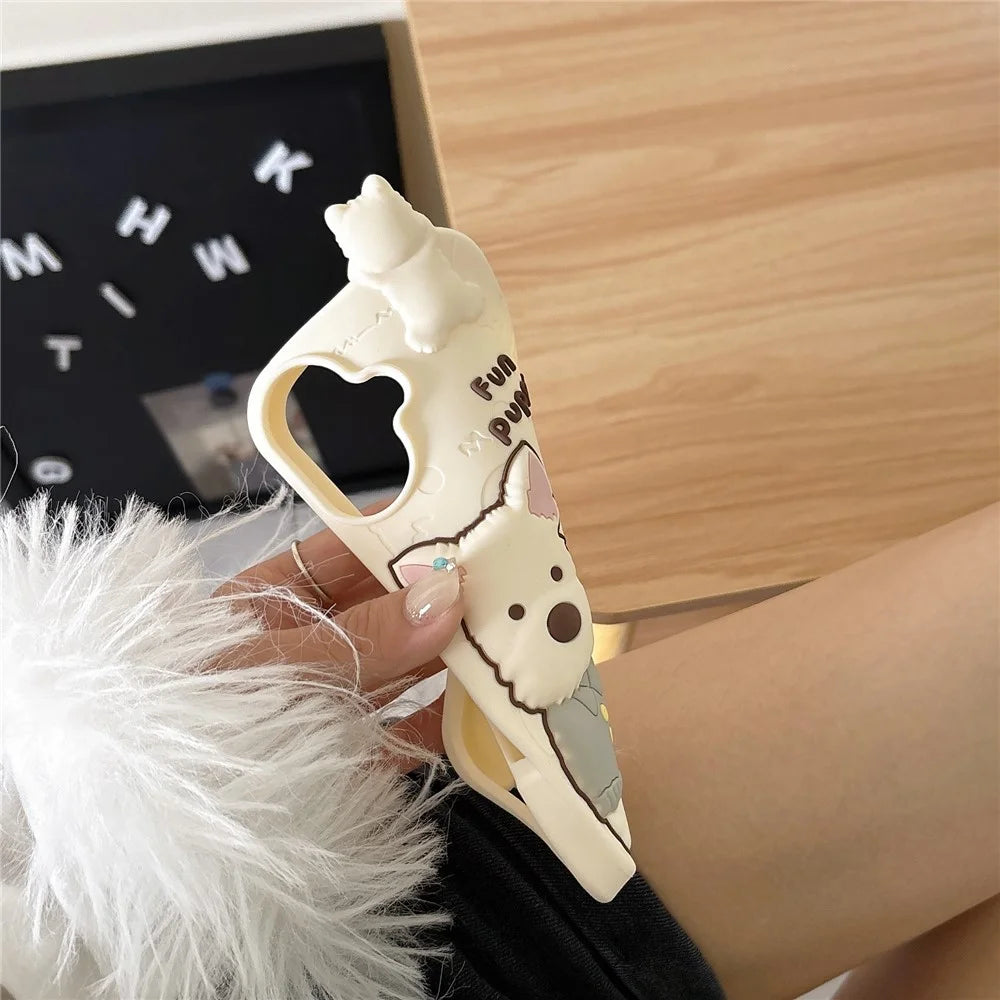 For iPhone 16 Silicone Case Cute Highland Terrier Design Shockproof Phone Back Cover - 5
