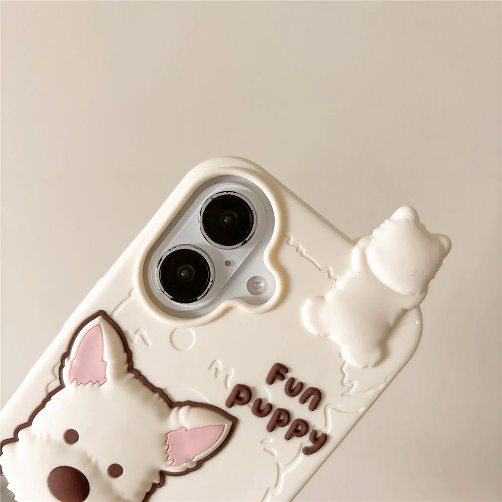 For iPhone 16 Silicone Case Cute Highland Terrier Design Shockproof Phone Back Cover - 6