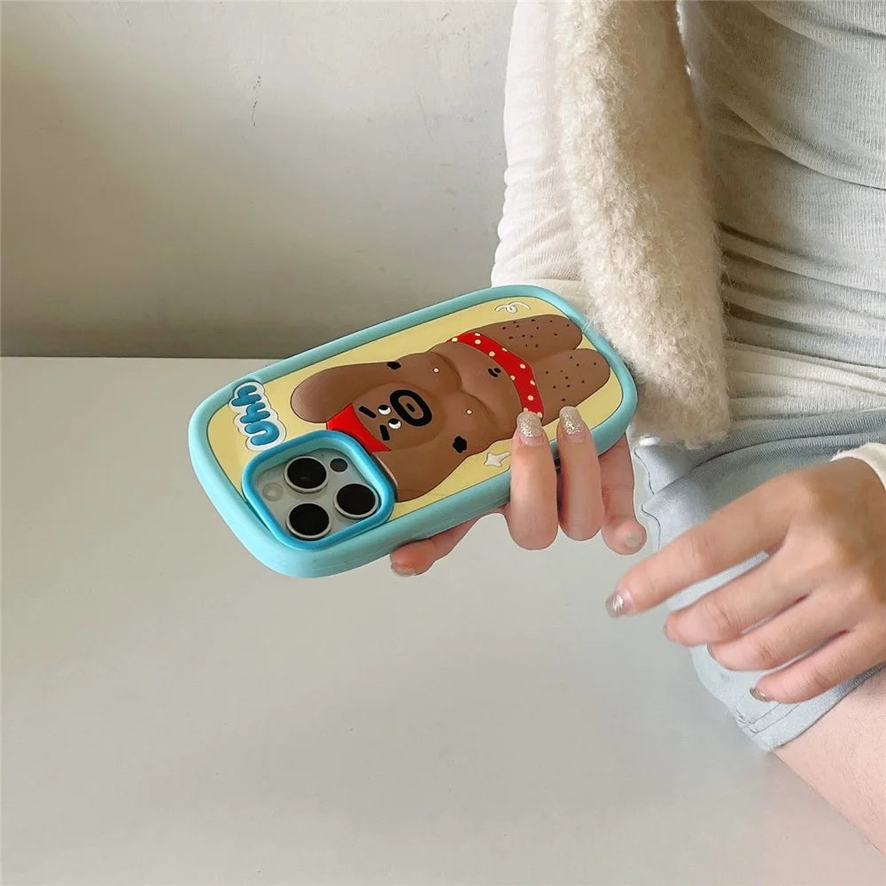 For iPhone 16 Pro Max Silicone Case Cute Hairy Leg Strongman Design Shockproof Phone Back Cover - 5