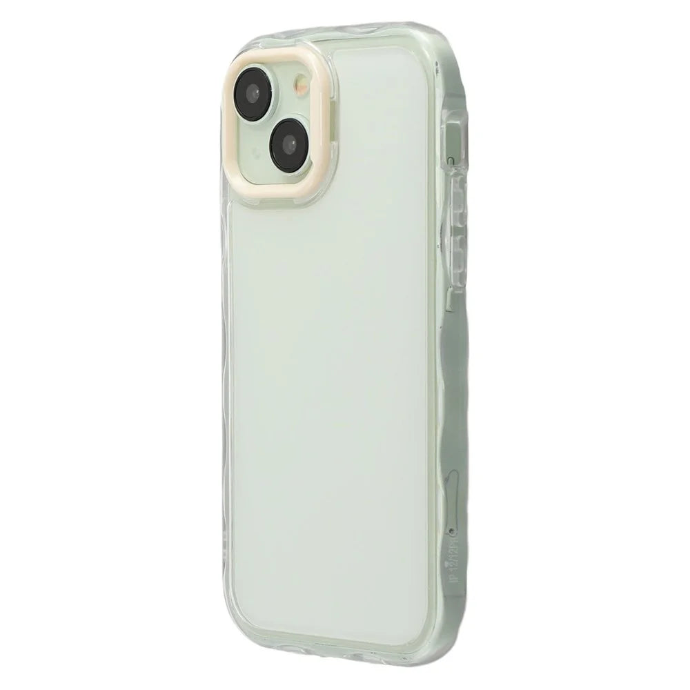 For iPhone 13 Case Inner Wave Pattern TPU + Acrylic Phone Cover - Beige - 4