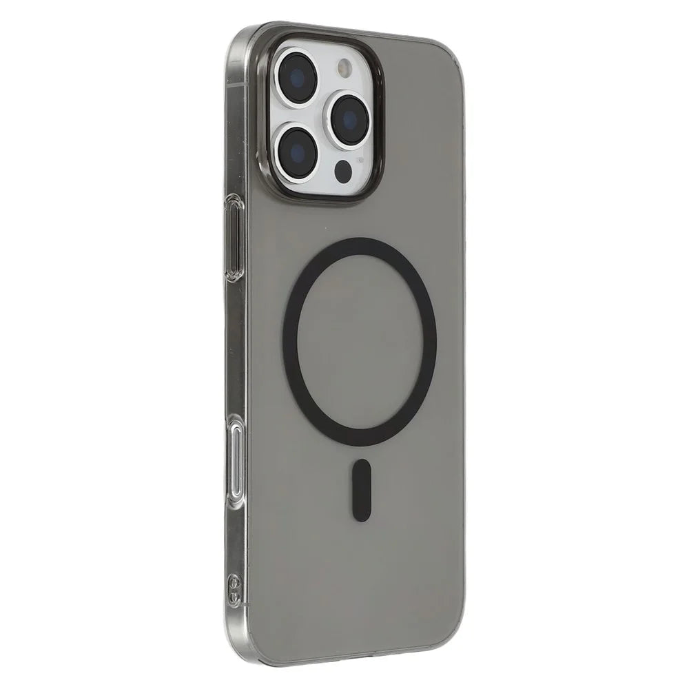 JAUCASE For iPhone 16 Pro Max Magnetic Case Hard PC Clear Back Phone Cover - Transparent Black - 1