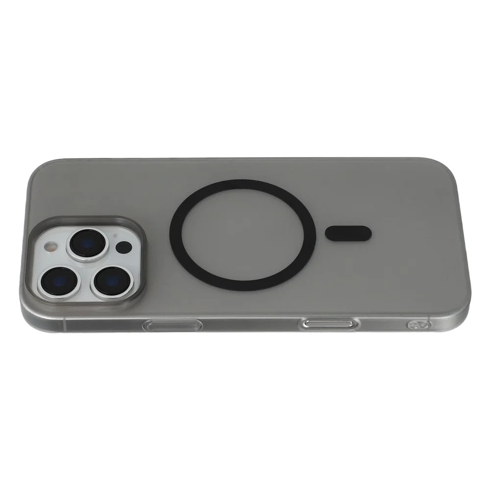 JAUCASE For iPhone 16 Pro Magnetic Case Matte Clear Hard PC Phone Back Cover - Black - 1
