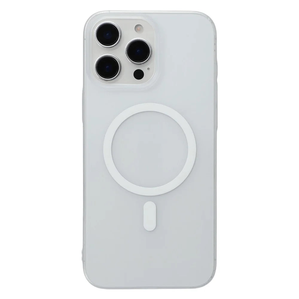JAUCASE For iPhone 14 Pro Magnetic Case Matte Clear Hard PC Phone Back Cover - White - 1