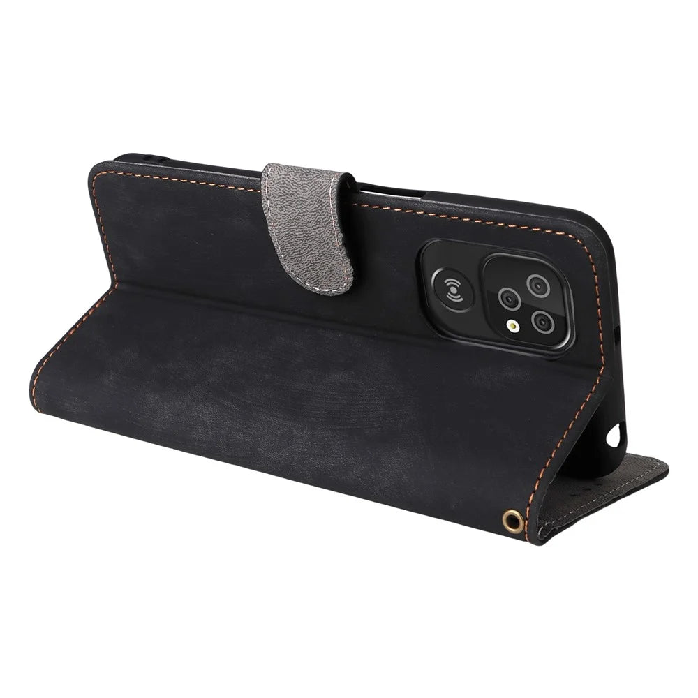 For Doro 8100 / 8200 Case Wallet RFID Blocking PU Leather Phone Cover Stand with Strap - Black - 5