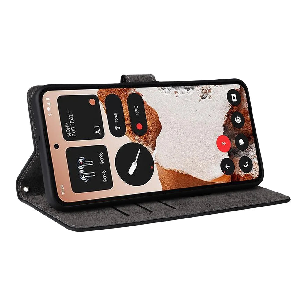 For Nothing CMF Phone 2 Pro Case Wallet RFID Blocking PU Leather Phone Cover Stand with Strap - Black - 4