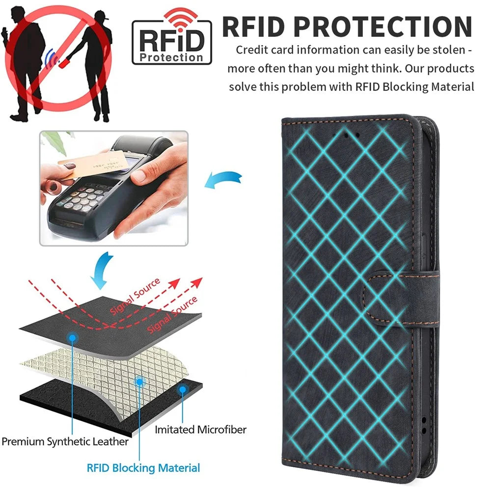 For Nothing CMF Phone 2 Pro Case Wallet RFID Blocking PU Leather Phone Cover Stand with Strap - Black - 6