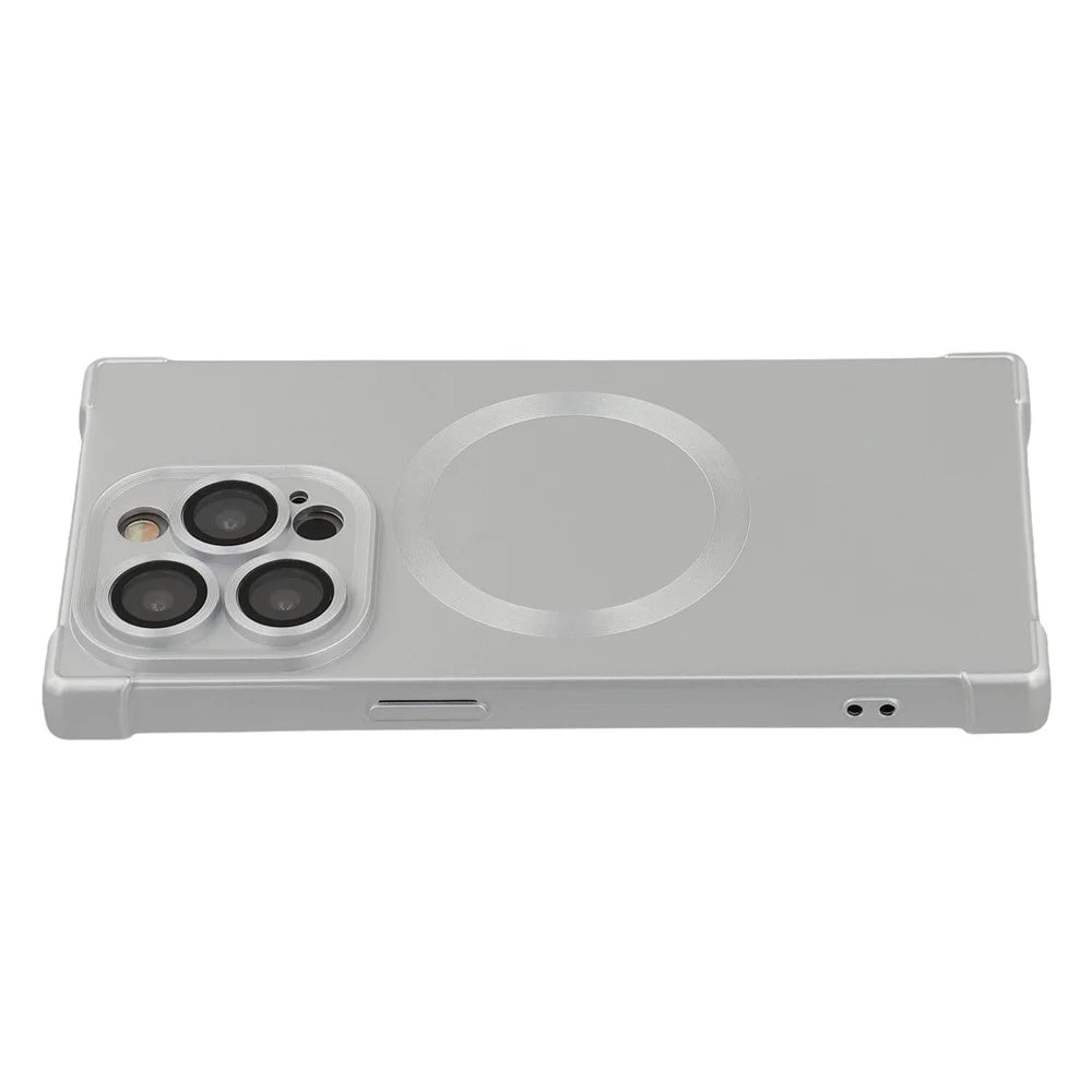 For iPhone 14 Pro Case Compatible with MagSafe Straight Edge TPU Phone Cover with Camera Lens Protector - Silver - 1