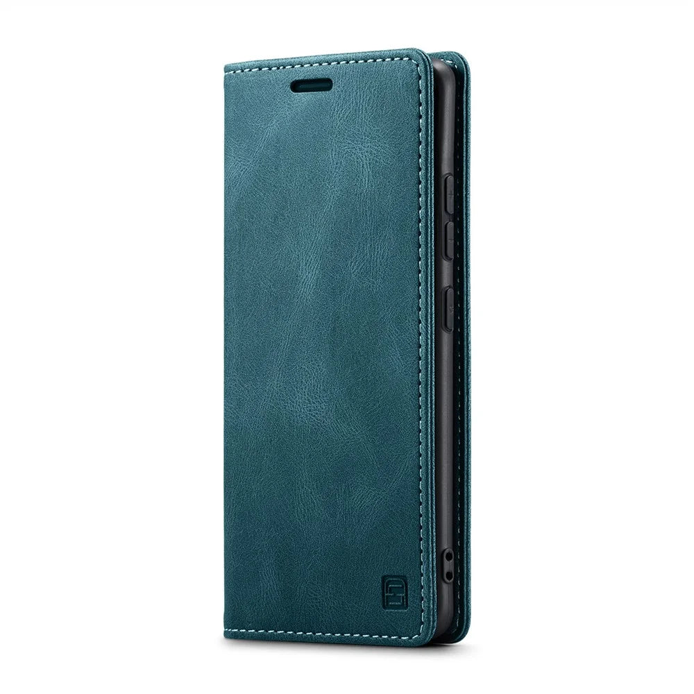 AUTSPACE For Samsung Galaxy S25 Edge Wallet Case  A01 Leather Stand Cover with RFID Blocking Card Holder - Blue - 2