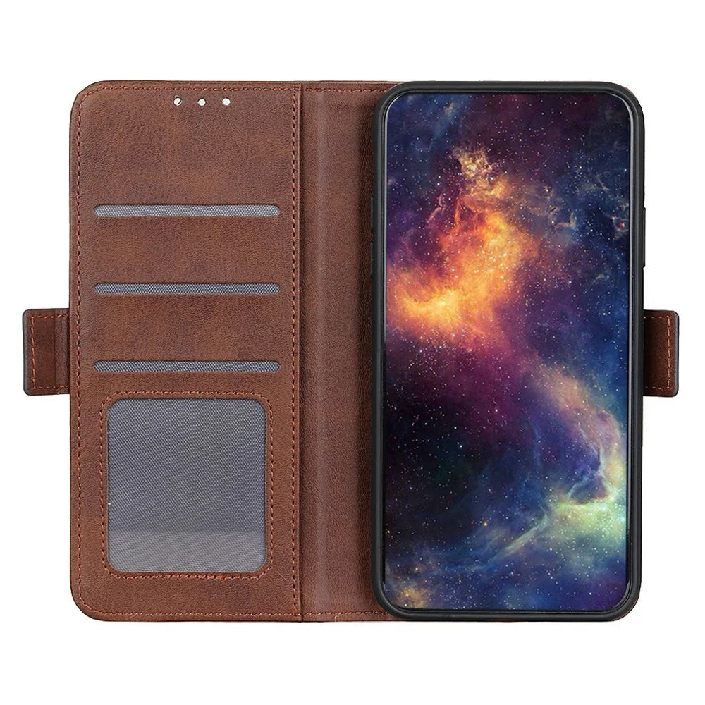 For iPhone Air Case Stand Cowhide Texture PU Leather Phone Cover - Brown - 2