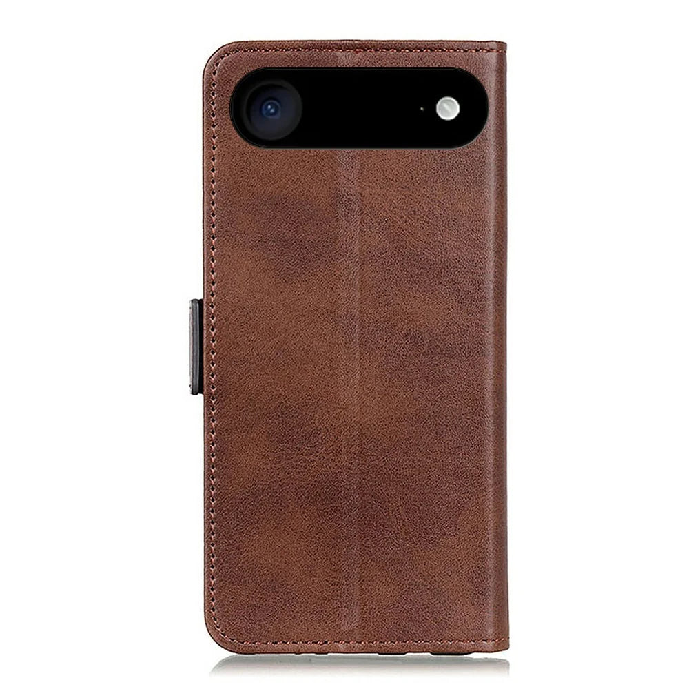 For iPhone Air Case Stand Cowhide Texture PU Leather Phone Cover - Brown - 6