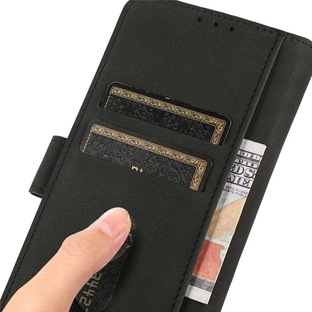 KHAZNEH For iPhone Air Case PU Leather Wallet Stand Phone Cover - Black - 6