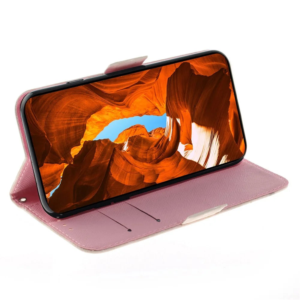 For Samsung Galaxy A14 5G / A14 4G Cover 3D Pattern PU Leather Stand Case with Strap - Stacking Squirrels - 2
