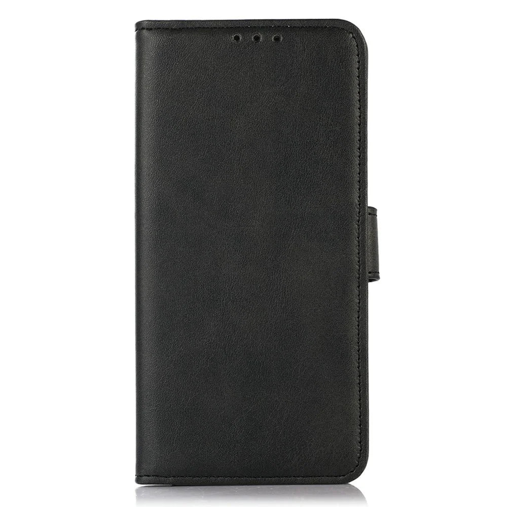 For iPhone Air Case Cowhide Texture Leather Wallet Phone Cover with Stand - Black - 6