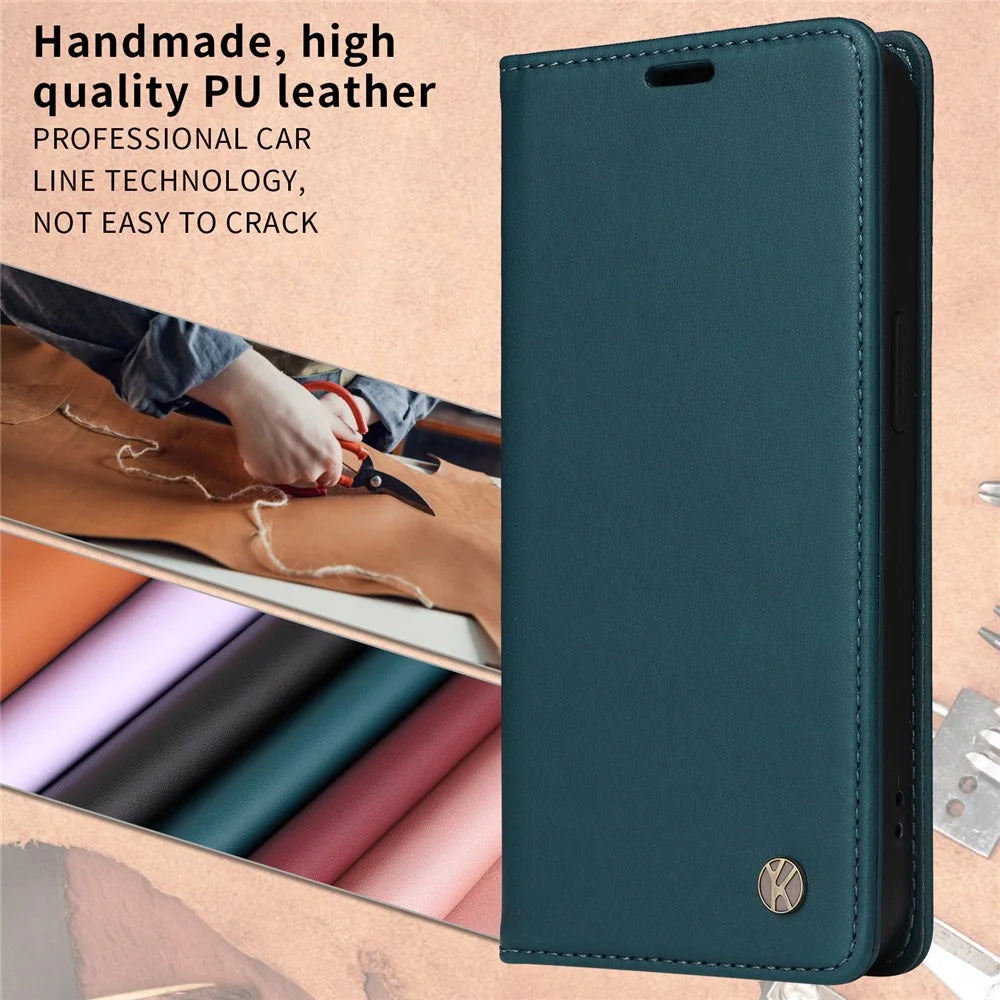 YIKATU For OnePlus 13T 5G Phone Cases  Magnetic Closure PU Leather Mobile Cover - Green - 3