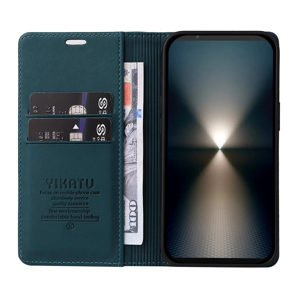 YIKATU For Sony Xperia 1 VII Phone Cases  Magnetic Closure PU Leather Mobile Cover - Green - 2