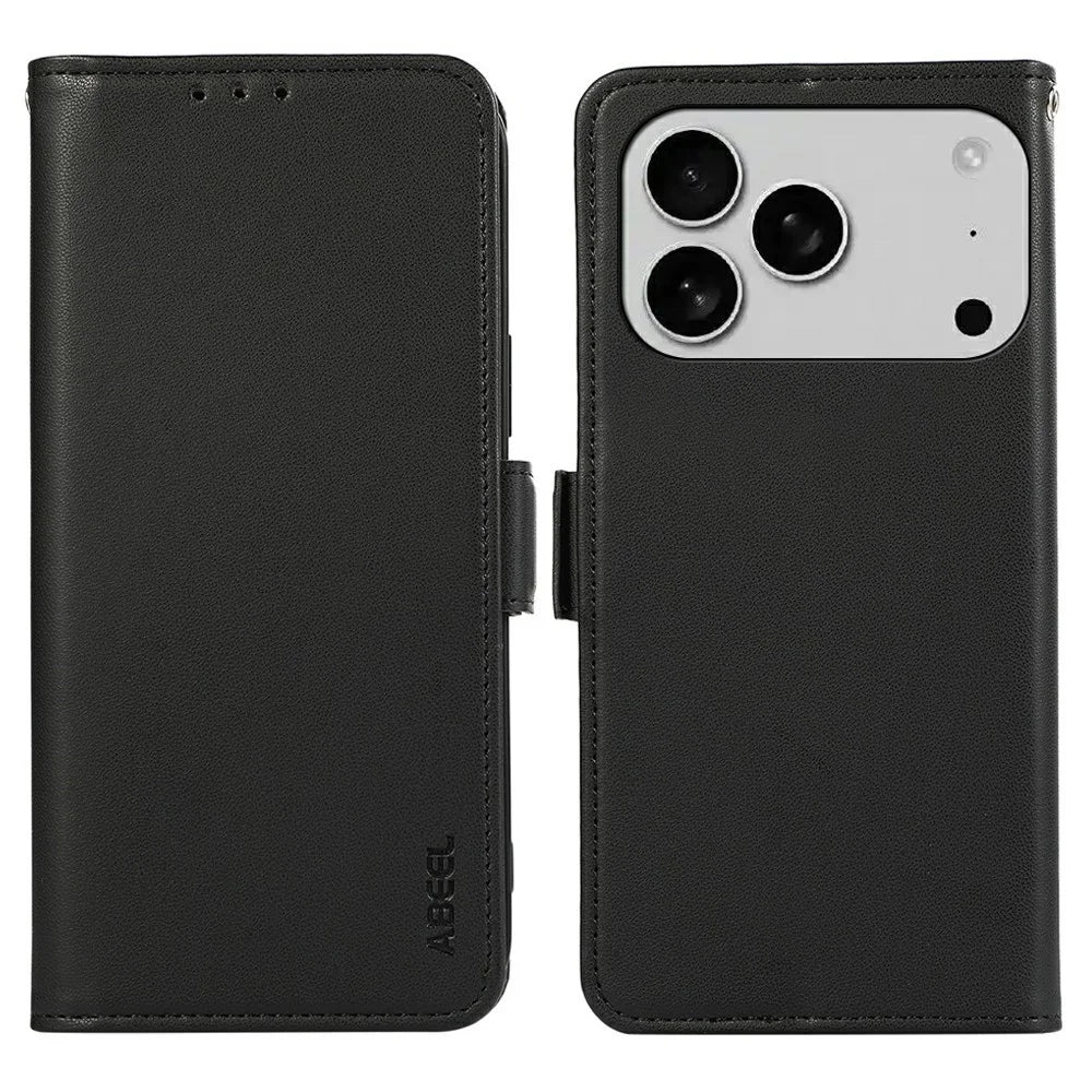 ABEEL For iPhone 18 Pro Max / 17 Pro Max Case Leather Phone Cover with RFID Blocking Wallet - Black - 1