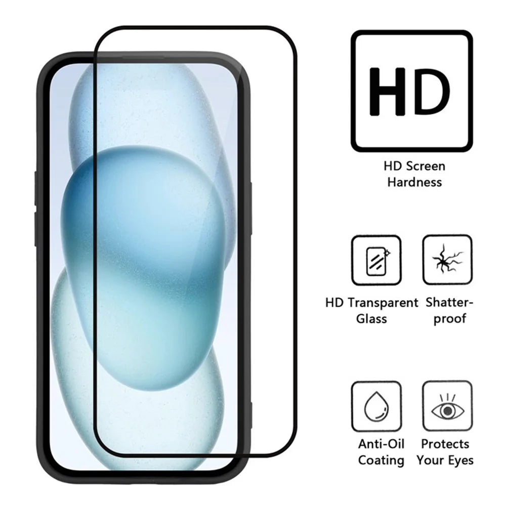 WANLONFENG WL3 Series For iPhone 16 TPU Case 1.5mm Phone Cover with 2Pcs Tempered Glass Films (Big Lens Hole) - 7