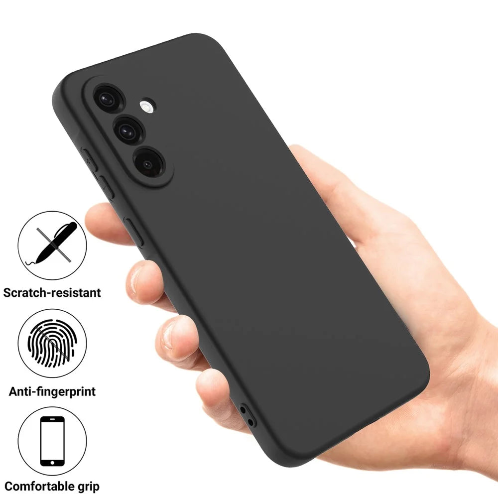 For Samsung Galaxy F56 5G  /  M56 5G Liquid Silicone Case Phone Back Cover with Hand Strap - Black - 2