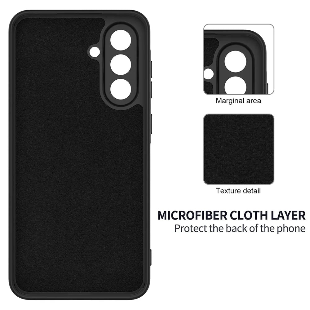 For Samsung Galaxy F56 5G  /  M56 5G Liquid Silicone Case Phone Back Cover with Hand Strap - Black - 5
