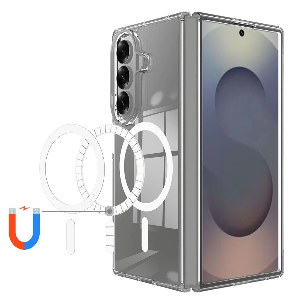 For Samsung Galaxy Z Fold7 5G Clear Phone Case Magnetic Case TPU+Acrylic Back Cover - Clear - 2