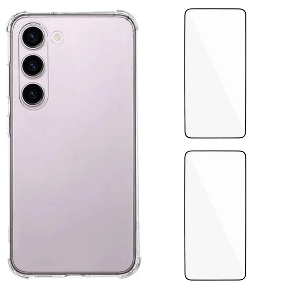 WANLONFENG For Samsung Galaxy S23+ TPU Case  WL3 Series 1.5mm Phone Cover with 2Pcs Tempered Glass Films - Transparent - 1