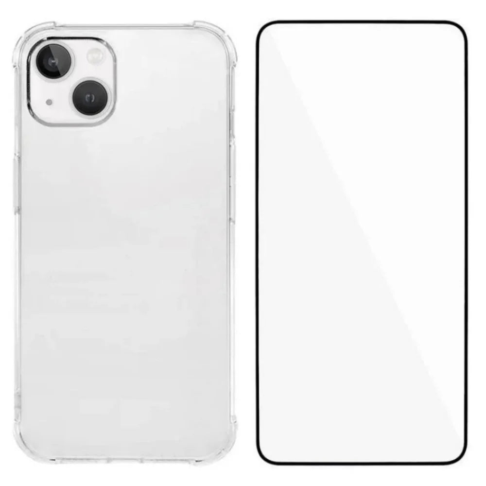 WANLONFENG For iPhone 14 Plus TPU Case  WL3 Series 1.5mm Phone Cover (Big Lens Hole) with Tempered Glass - Transparent - 1