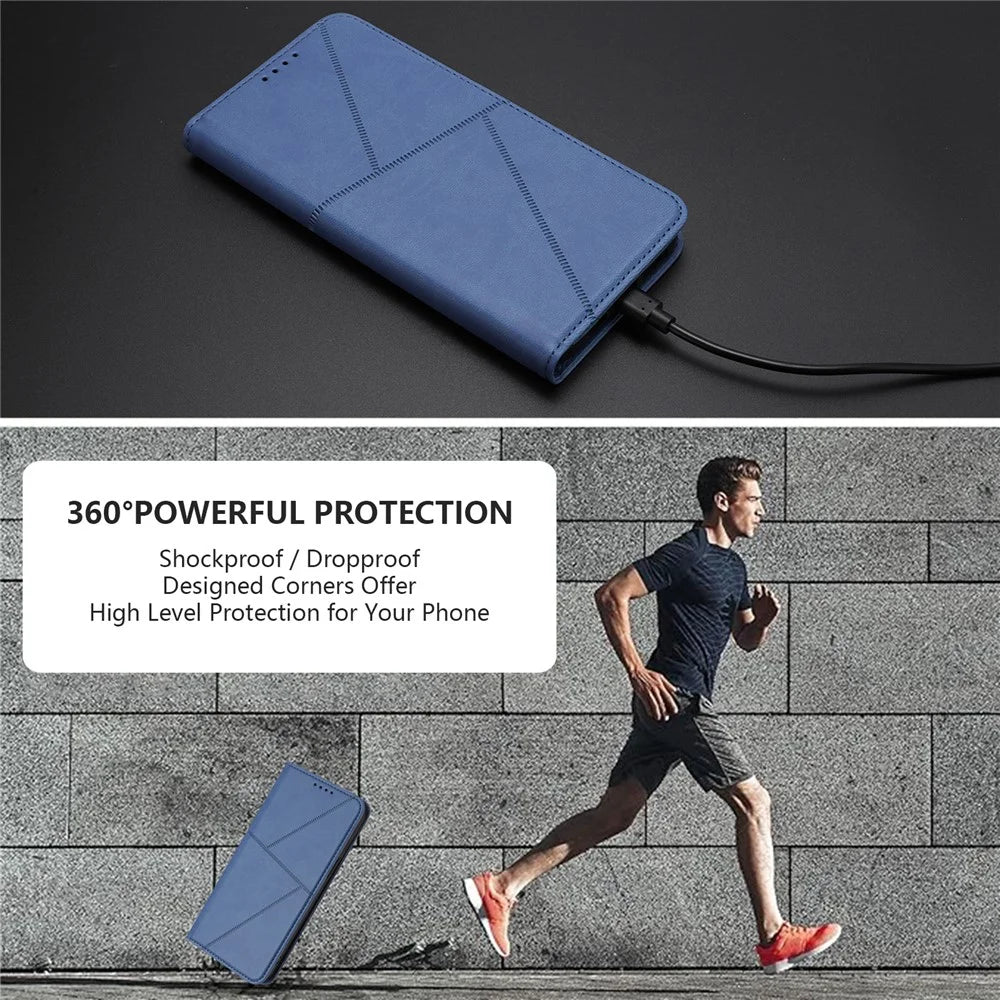 For Samsung Galaxy XCover7 Pro Wallet Case Magnetic Closure Leather Flip Phone Cover with Stand - Royal Blue - 3