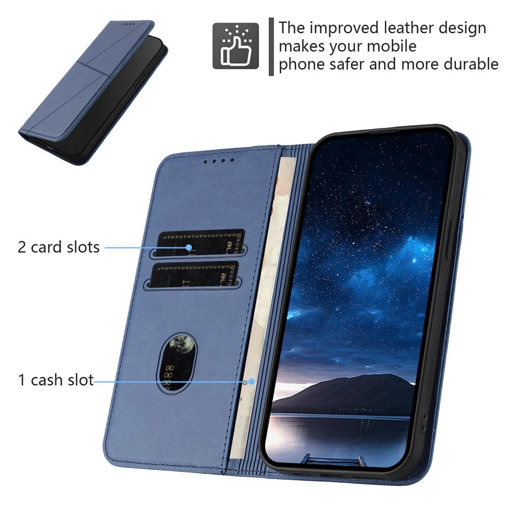 For Samsung Galaxy XCover7 Pro Wallet Case Magnetic Closure Leather Flip Phone Cover with Stand - Royal Blue - 6