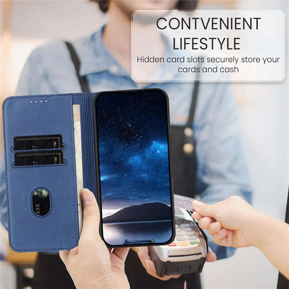 For Samsung Galaxy XCover7 Pro Wallet Case Magnetic Closure Leather Flip Phone Cover with Stand - Royal Blue - 7