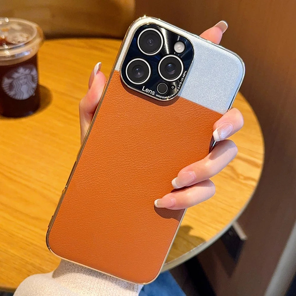For iPhone 16 Pro Max Case Desert Silver Moon Electroplated Gold PC + PU Leather Phone Back Cover - 1