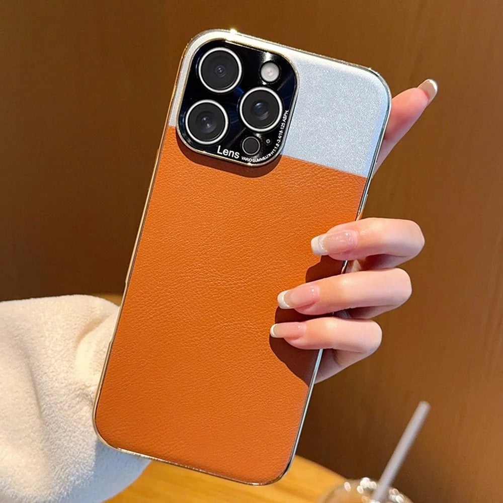 For iPhone 16 Pro Max Case Desert Silver Moon Electroplated Gold PC + PU Leather Phone Back Cover - 5