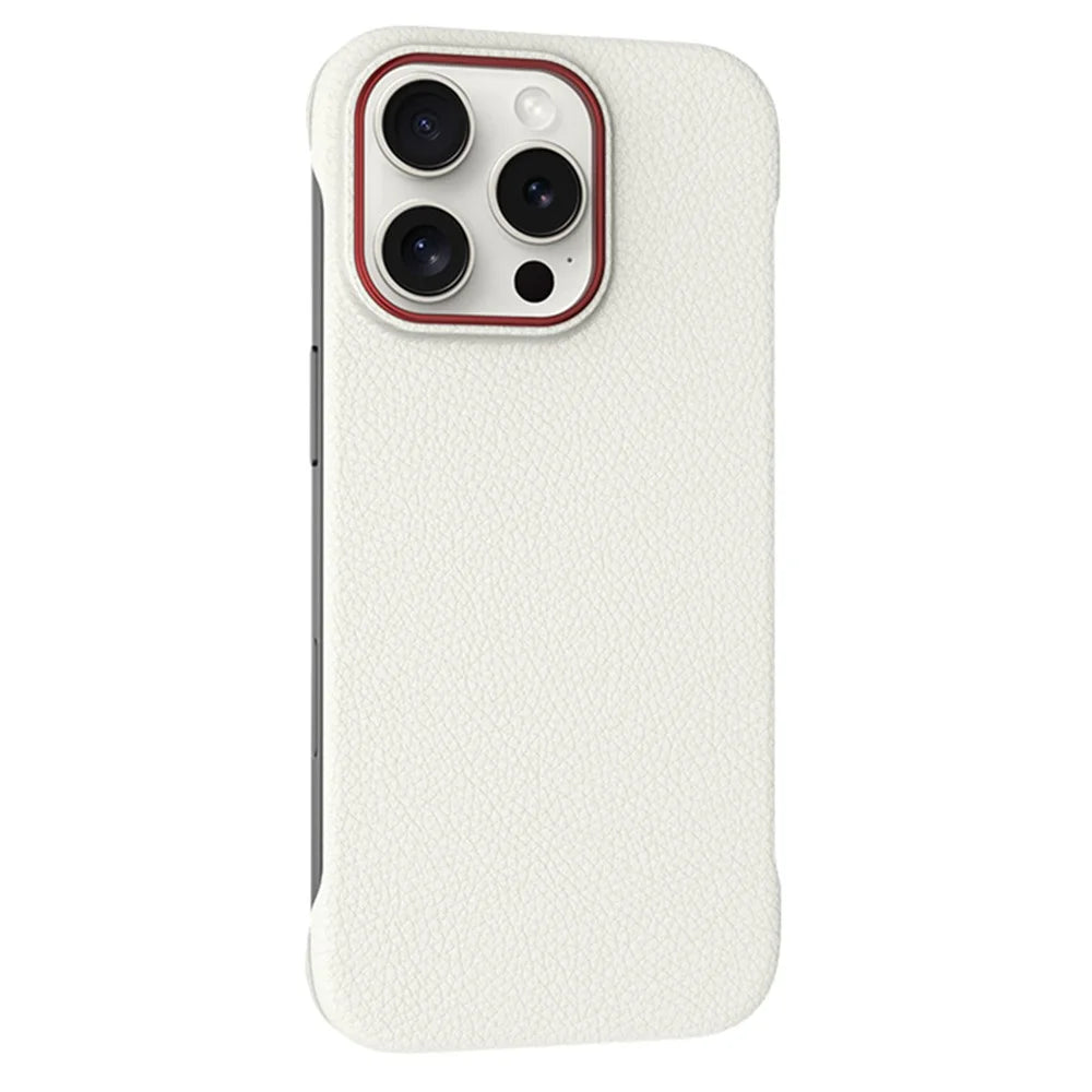 For iPhone 16 Pro Max Case Borderless Slim Anti Drop Leather Texture PC Phone Back Cover - Apricot - 1
