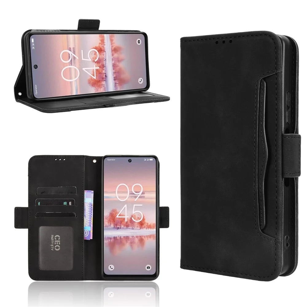 For TCL 60 NxtPaper 4G Leather Case Phone Wallet Cover with Multiple Card Slots - Black - 2