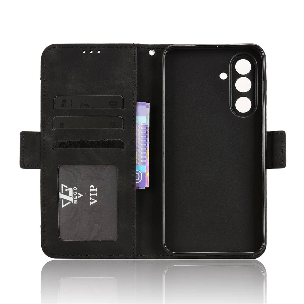 For Samsung Galaxy F56 5G / M56 5G Leather Case Phone Wallet Cover with Multiple Card Slots - Black - 6