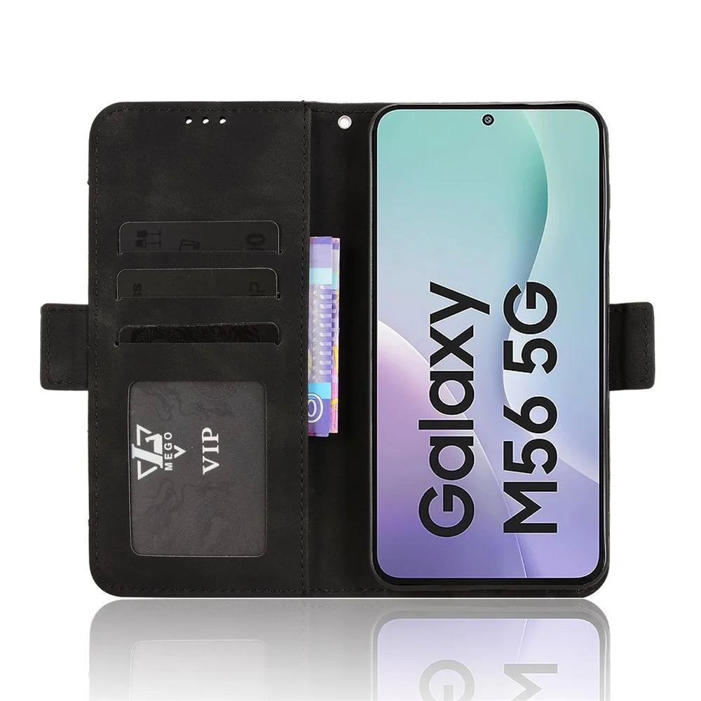 For Samsung Galaxy F56 5G / M56 5G Leather Case Phone Wallet Cover with Multiple Card Slots - Black - 7