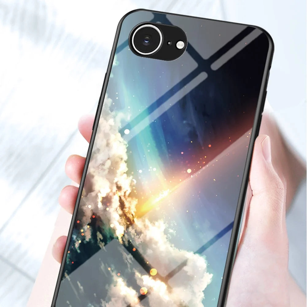 For iPhone 17e / 16e Case Starry Sky Pattern Tempered Glass Phone Cover - Cosmic Starry Sky - 2