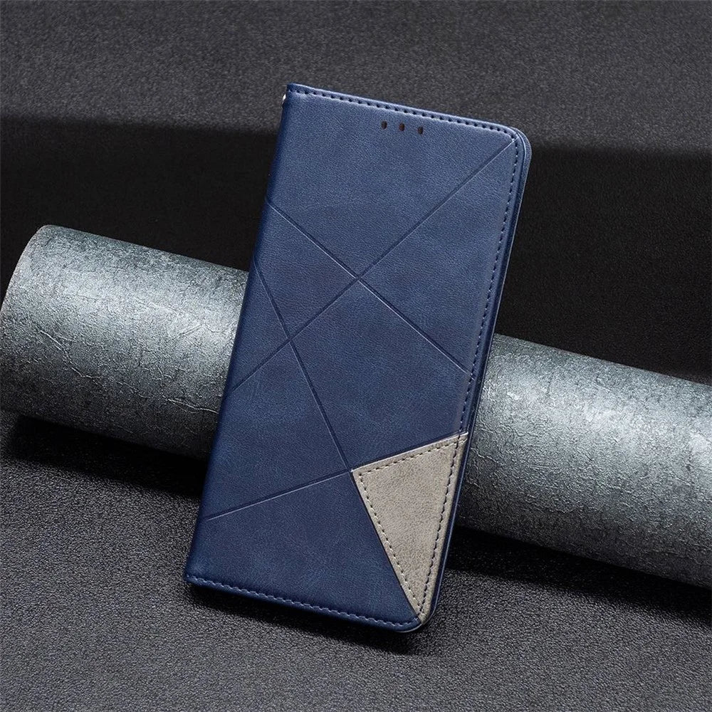 For Samsung Galaxy S23 Ultra Leather Case with Card Holder Imprinting Pattern Phone Stand Cover - Blue - 5