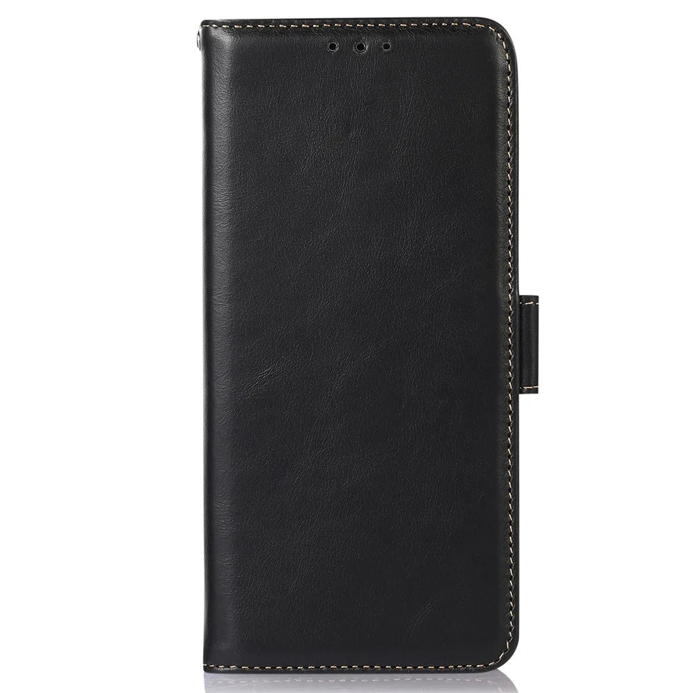 For iPhone 18 Pro / 17 Pro Case RFID Blocking Genuine Cow Leather Wallet Phone Cover - Black - 7