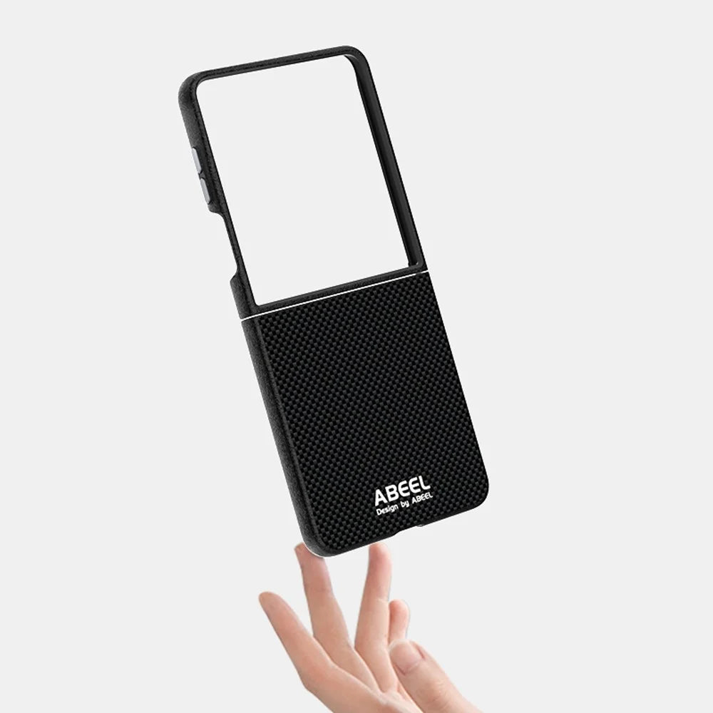 ABEEL For Samsung Galaxy Z Flip7 5G Magnetic Case Printed PC Aluminum Alloy Leather Phone Cover - Black - 4