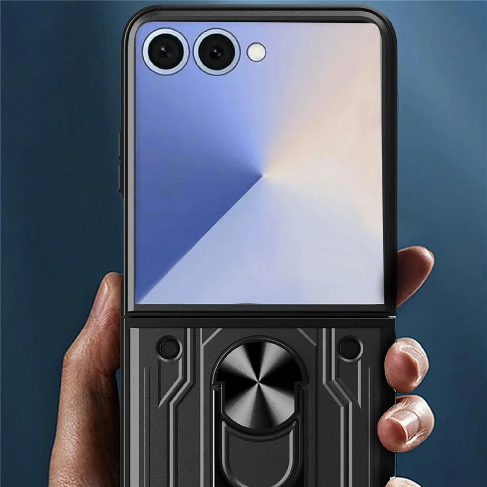 For Samsung Galaxy Z Flip7 5G Case Kickstand PC Phone Back Cover - Black - 7