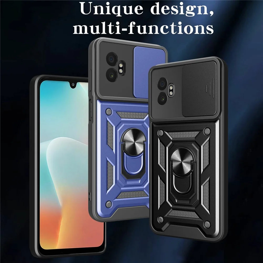 For Samsung Galaxy XCover7 Pro Case with Slide Camera Lid PC + TPU Kickstand Phone Cover - Silver - 2
