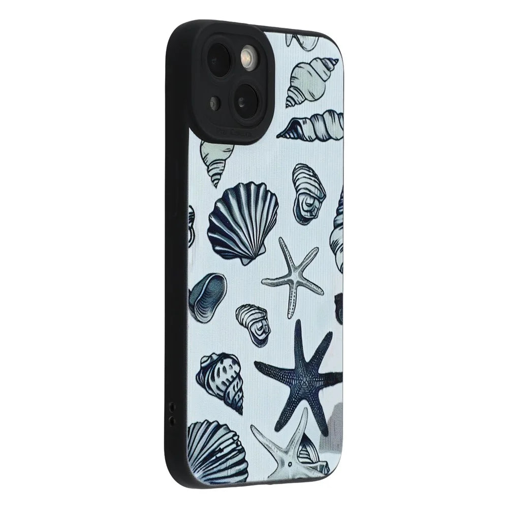 For iPhone 13 mini Case Starfish Shells Pattern Shockproof TPU Phone Back Cover - 1