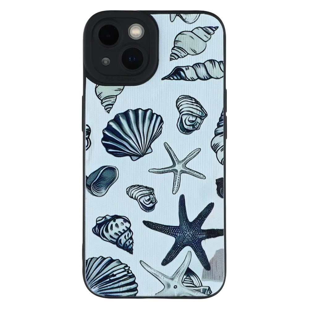 For iPhone 13 mini Case Starfish Shells Pattern Shockproof TPU Phone Back Cover - 3