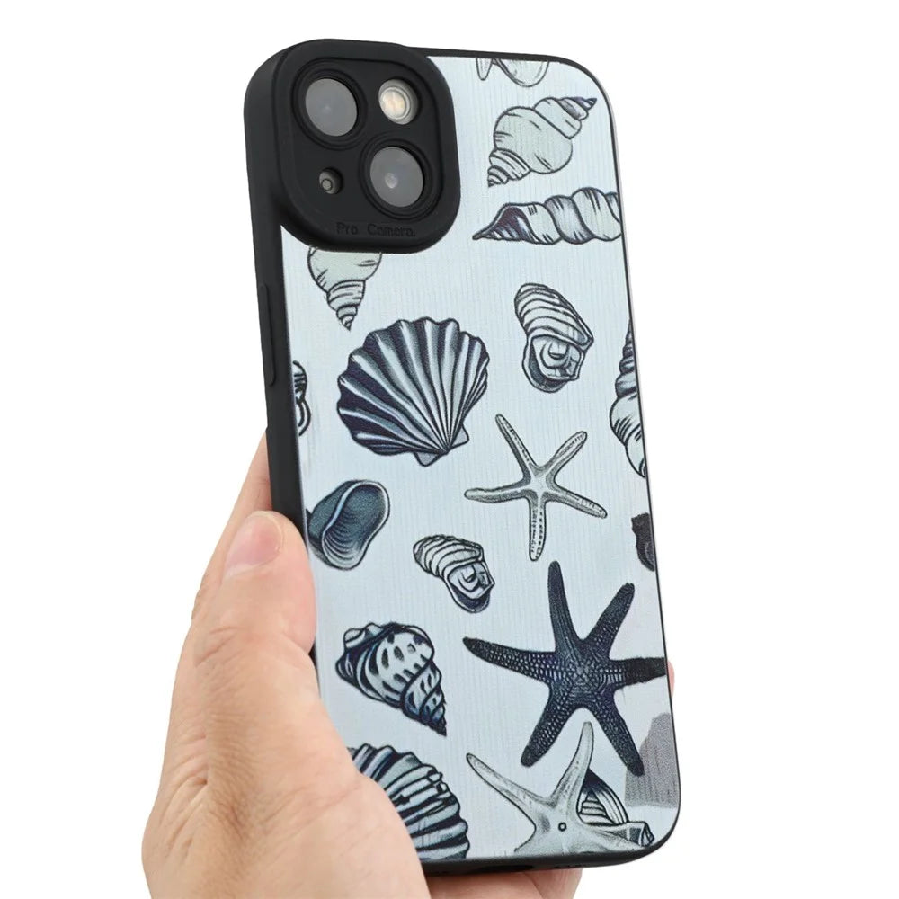 For iPhone 13 mini Case Starfish Shells Pattern Shockproof TPU Phone Back Cover - 7