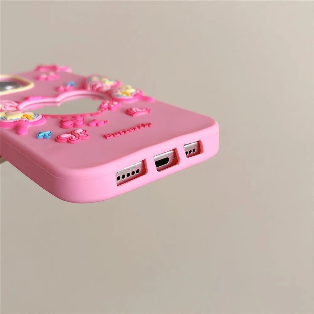 For iPhone 16 Pro Max Silicone Case Cute Butterfly Mirror Design Shockproof Phone Back Cover - 6