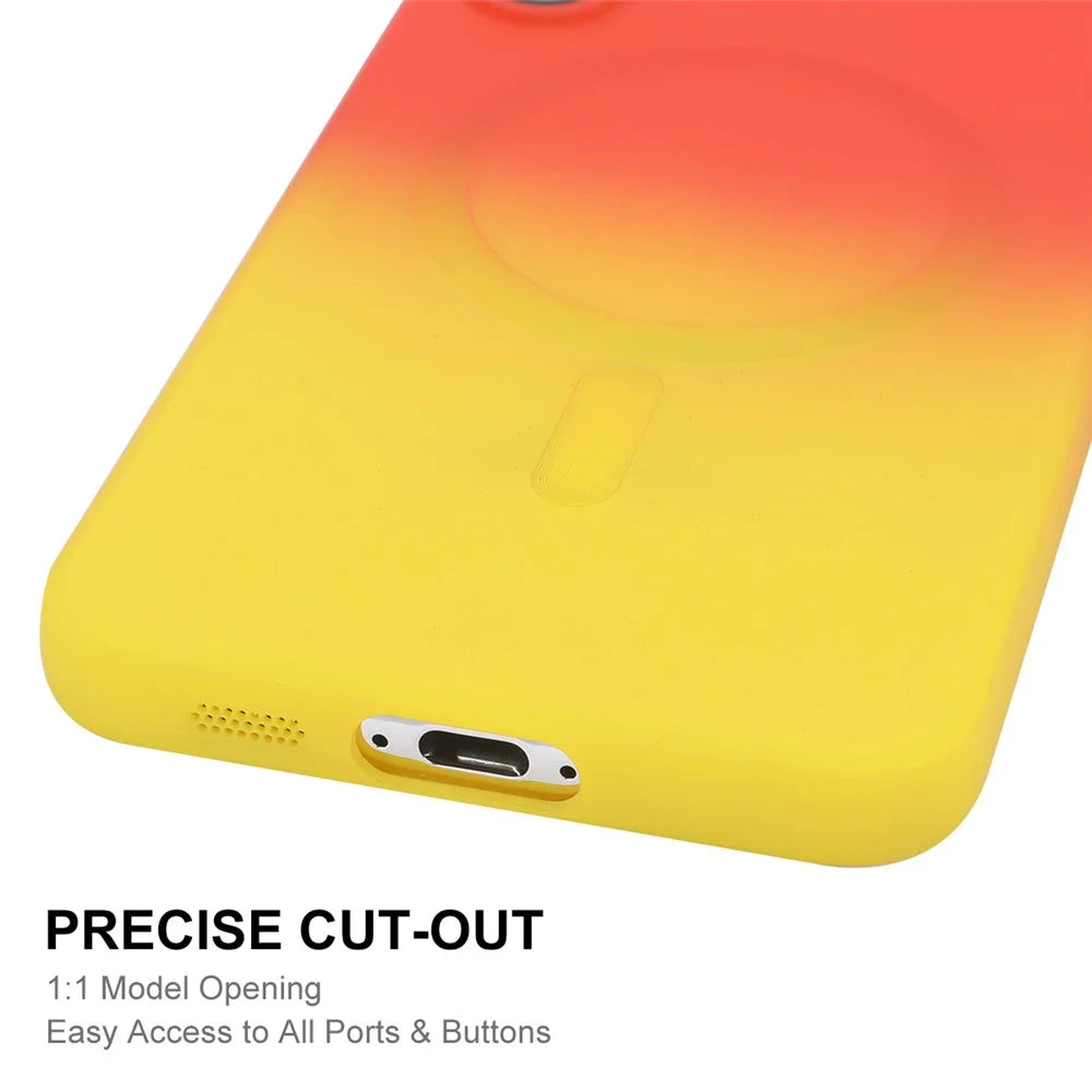 ENKAY HAT PRINCE For Samsung Galaxy A55 5G Silicone Case   Gradient Color Cover Magnetic Case - Orange+Yellow - 6
