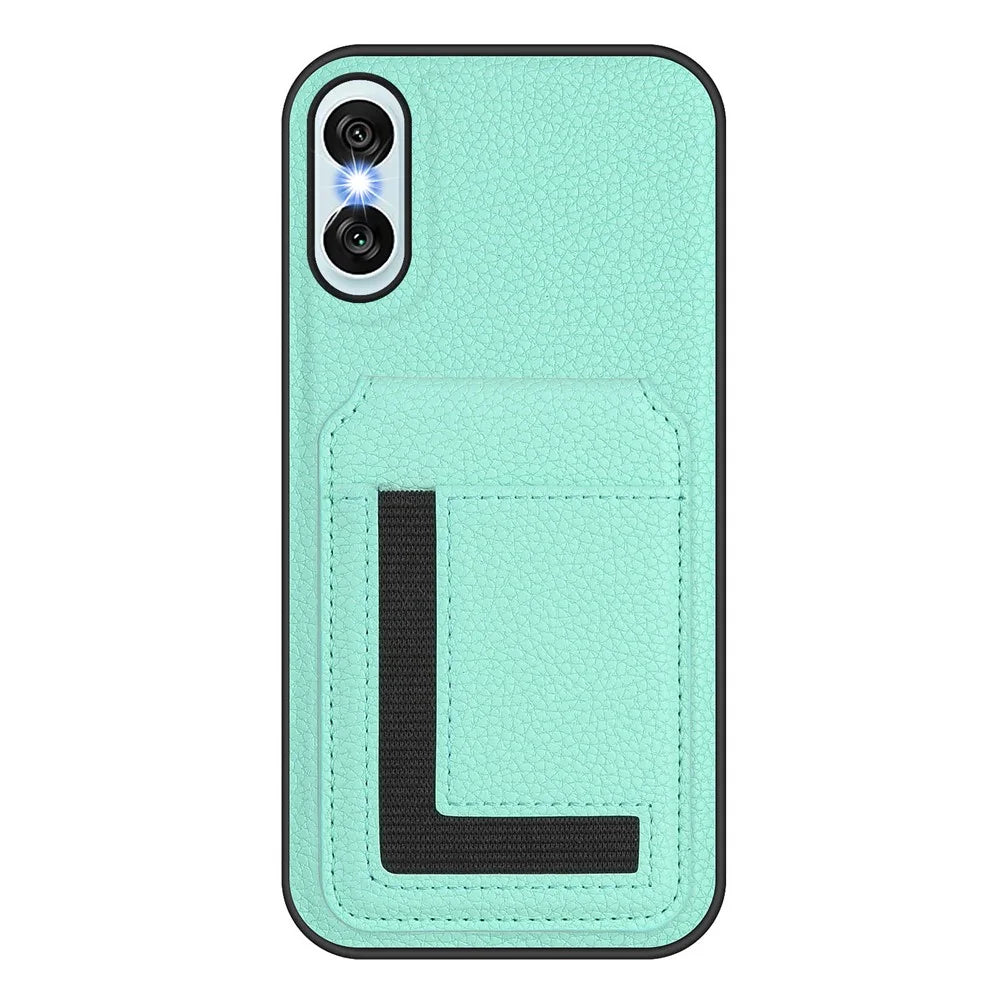 For Sony Xperia 10 VI Magnetic Case TPU + PU Leather Phone Back Cover with Detachable Card Holder - Mint Green - 2
