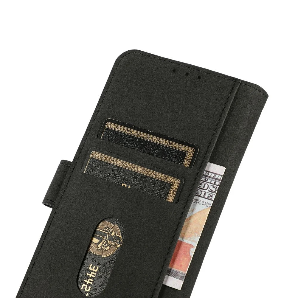 KHAZNEH For Samsung Galaxy A18 5G / A18 4G / A17 5G / A17 4G / A26 5G Case PU Leather Wallet Stand Phone Cover - Black - 4
